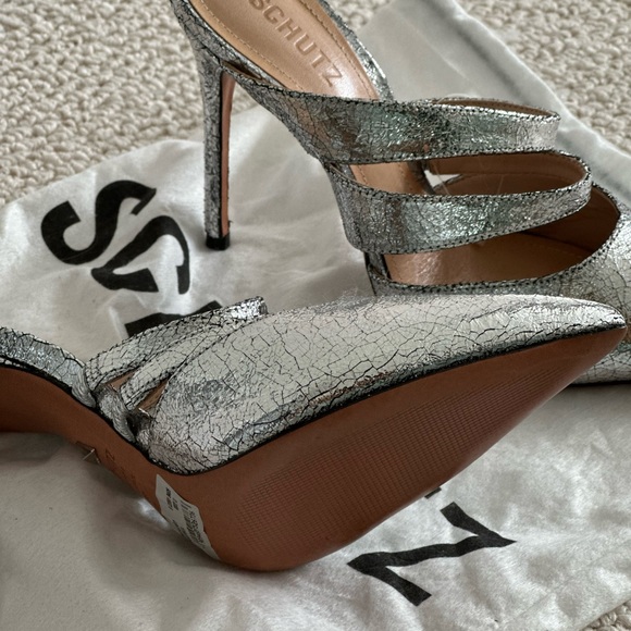Schutz Metallic Leather Heel Mule *BRAND NEW W TAGS* - Picture 4 of 4